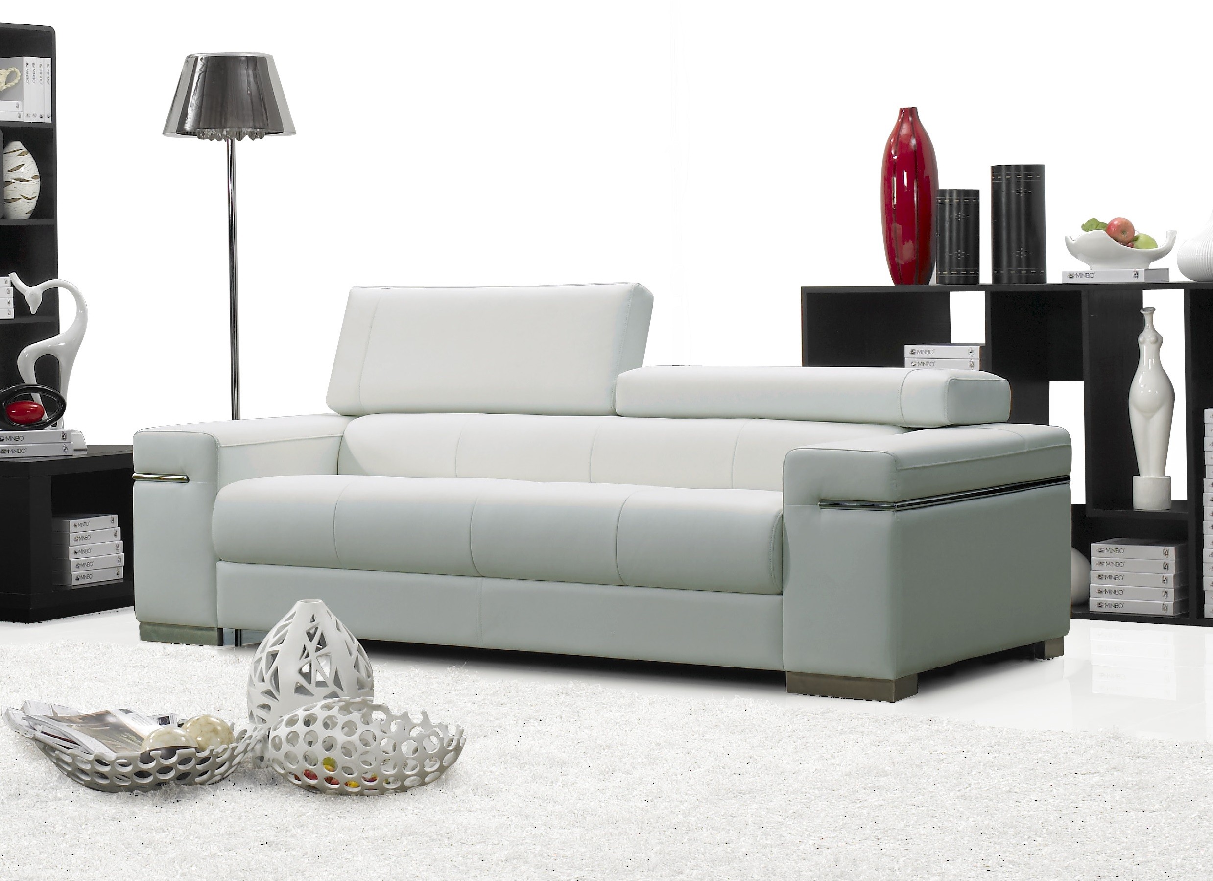 Grand Chrome And Leather Sofa