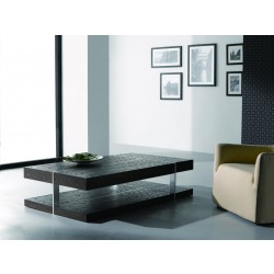 Zebrano Veneer Coffee Table with Brushed Metal