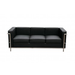 Classic Black Leather Sofa