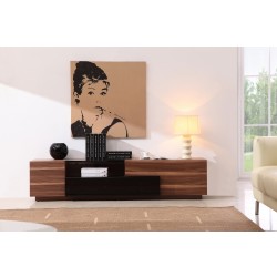 Walnut And Black Lacquer Modular TV Stand