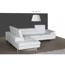Retro Modern Tufted Leather Left Hand Facing Sectional