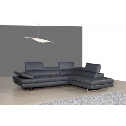 Retro Modern Tufted Right Hand Facing Leather Sectional