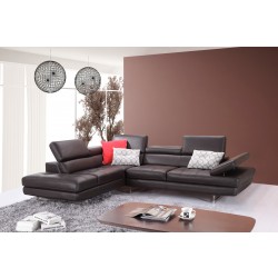 Retro Modern Tufted Right Hand Facing Leather Sectional