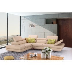Retro Modern Tufted Right Hand Facing Leather Sectional