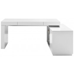 Modular White Glossy Desk With Bookshelf