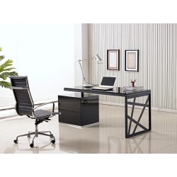Linear Cutouts Edgy Black Desk