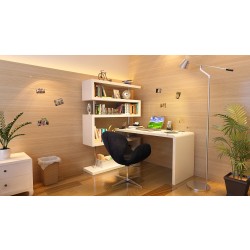 Sleek White Desk Plus Bookshelf Unit