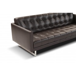 Leather And Steel Tufted Sofa