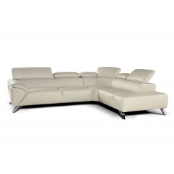 Curvy Beige Leather Right Hand Facing Sectional
