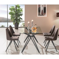 Glass And Steel Dining Table