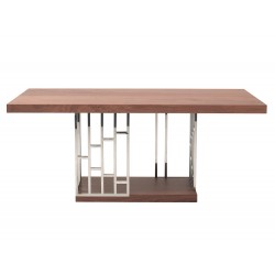 Architectural Chrome And Wood Dining Table