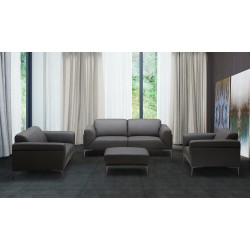 Leather And Steel Tufted Sofa