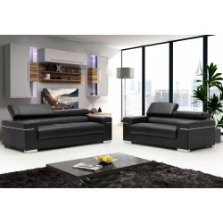 Grand Chrome And Leather Sofa