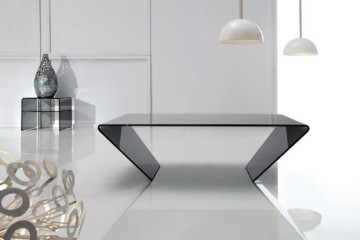 Bent Grey Glass Coffee Table