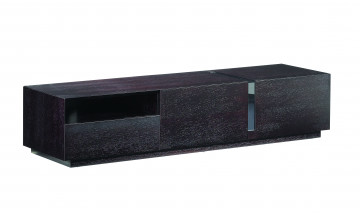 Dark Wood And Black Split TV Stand