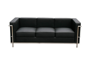 Classic Black Leather Sofa