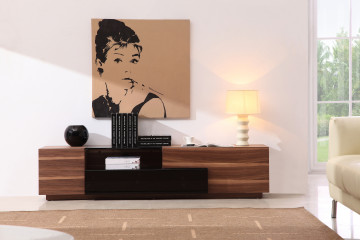 Walnut And Black Lacquer Modular TV Stand