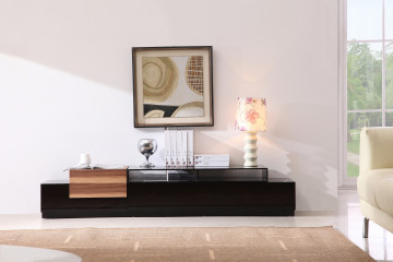 Asymmetrical Open Top Black TV Stand