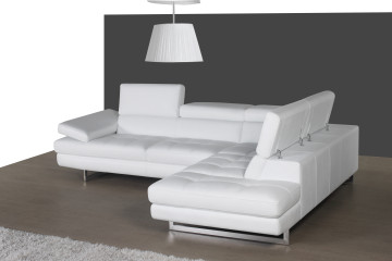 Retro Modern Tufted Right Hand Facing Leather Sectional