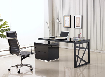 Linear Cutouts Edgy Black Desk