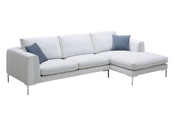 Crisp White Right Hand Facing Fabric Sectional
