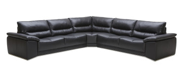 XL Classic Black Leather Sectional