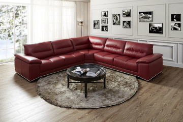 Cherry Leather Corner Sectional