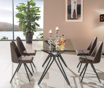 Glass And Steel Dining Table