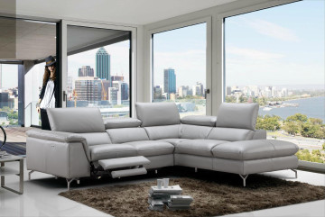 Compact Adjustable Leather Right Hand Facing Sectional