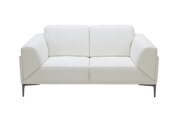 Minimalist White Leather Loveseat