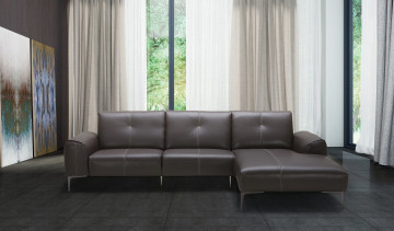 Stitched Leather Right Hand Facing Sectional