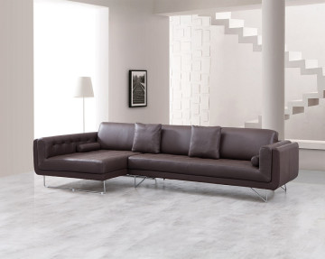 XL Grand Chocolate Left Hand Facing Leather Sectional