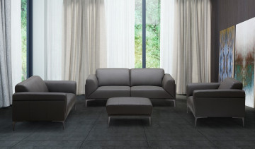 Leather And Steel Tufted Sofa