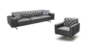 Modern Tufted Leather Sofa