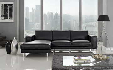 ANIKA - Leather Sectional | Black