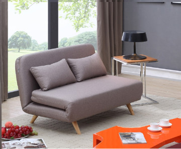 Compact Fabric And Wood Sleeper Sofa