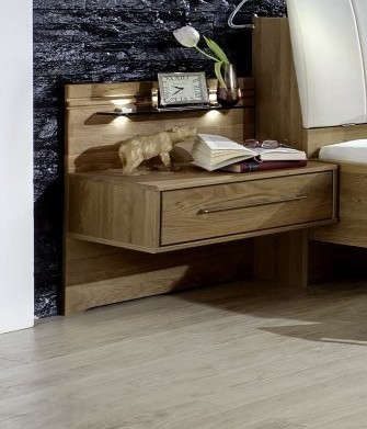 Serena Panel Nightstand with glass shelf