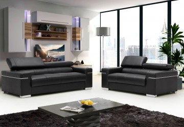 Grand Chrome And Leather Sofa