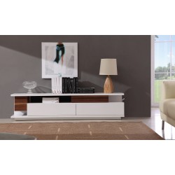 White And Wood Panel TV Stand