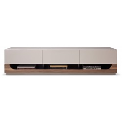 Taupe And Wood Drawers TV Stand