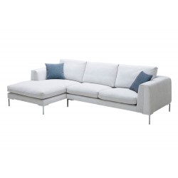 Crisp White Fabric Left Hand Facing Sectional