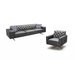 Modern Tufted Leather Sofa